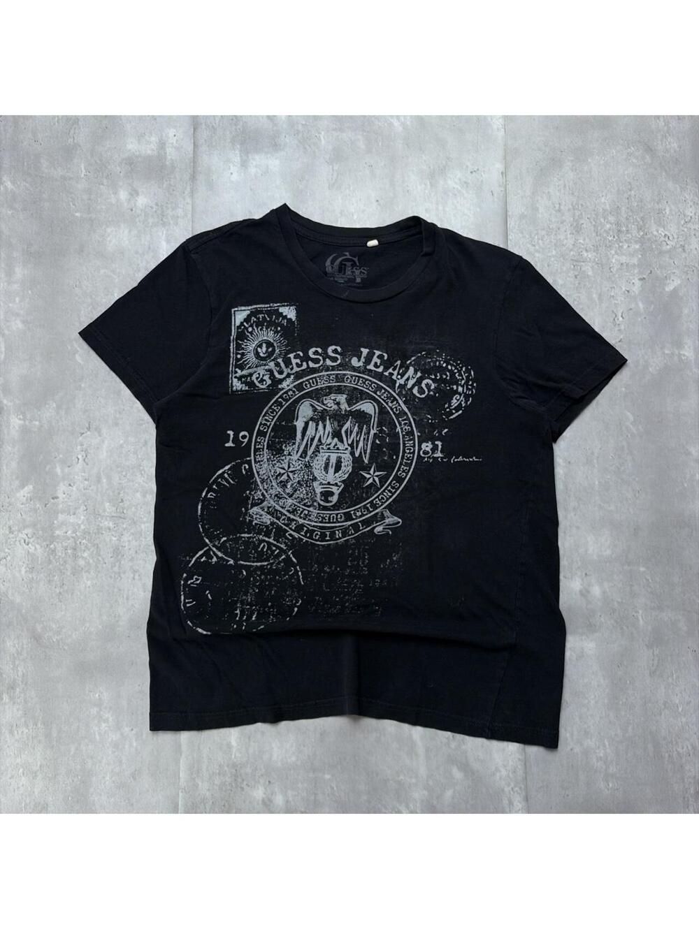 Y2K Black Guess Jeans Grunge Gothic Skater T-Shirt